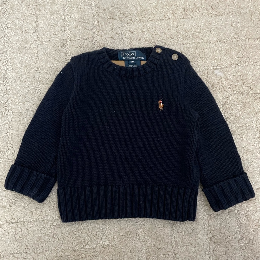 Ralph Lauren Baby Boy Warm Button-Up Shirt – Navy Blue, 9M